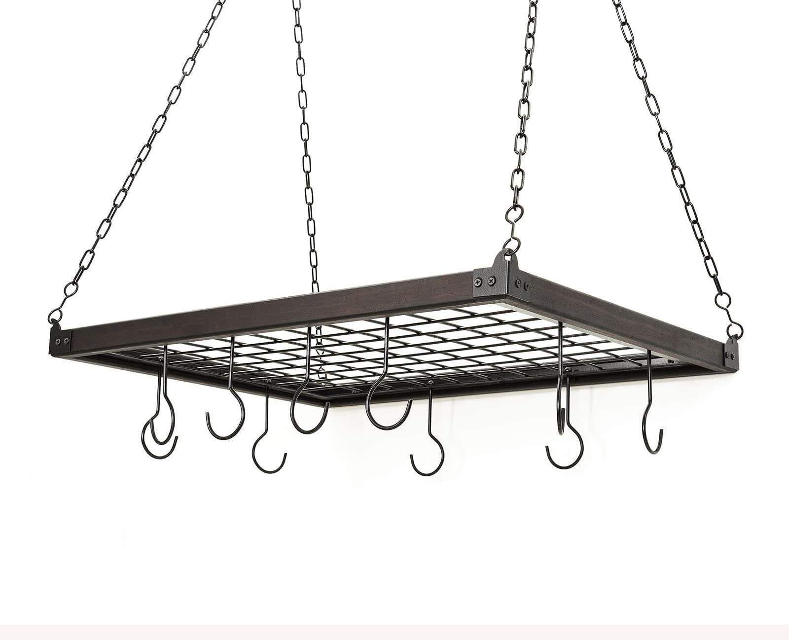 Shelf Grid Ceiling Mounted Hanging Multi-Purpose Metal Cookware Organizer Kitchen Storage Pot Rack