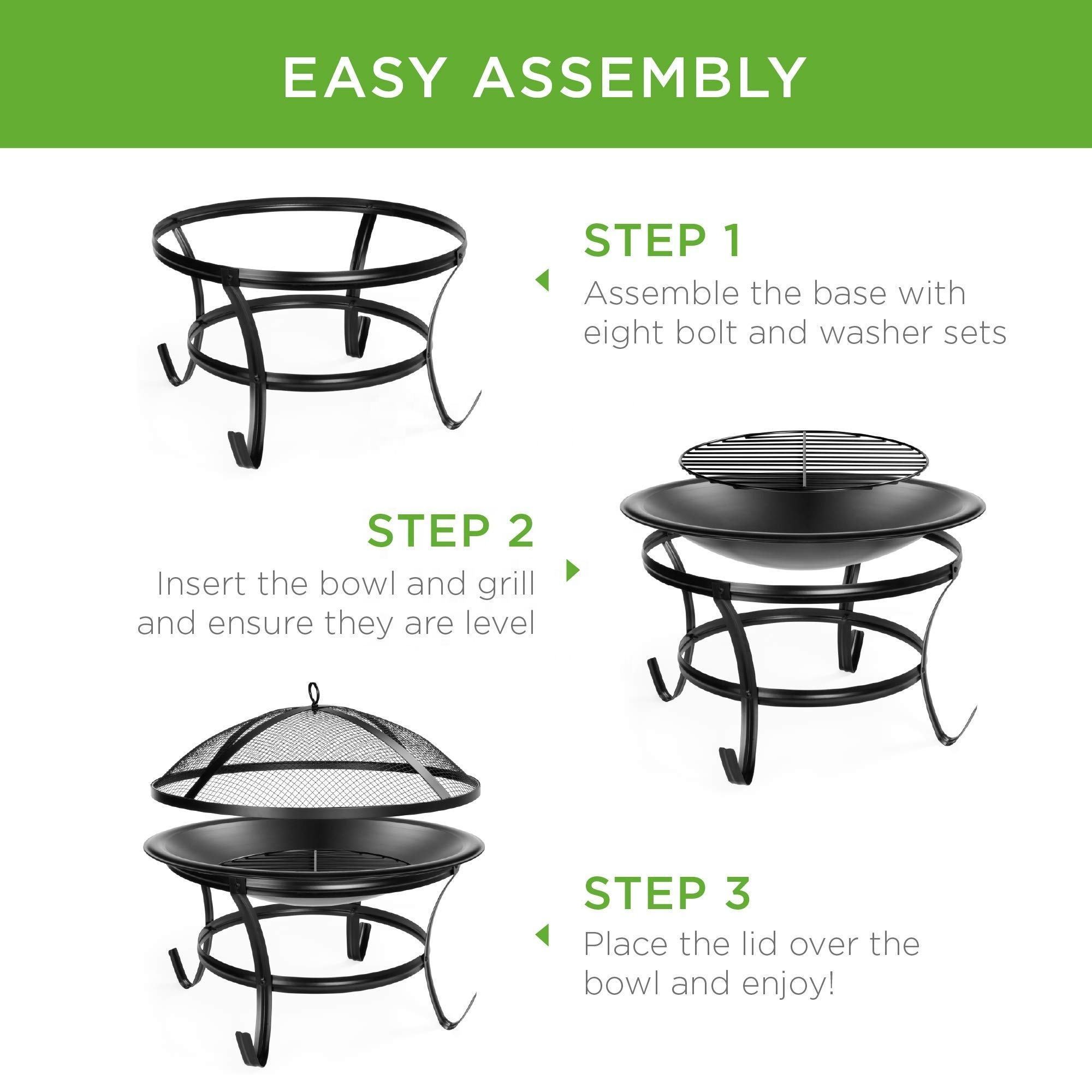 Fire Pit with Mesh Lid and Fire Picker Alloy Steel Fire Pits for Outside