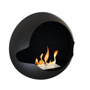 Indoor Ethanol Fire Bowl Wall Mounted Smokeless Fireplace Black Metal Wall Hanging Alcohol Fire Pits