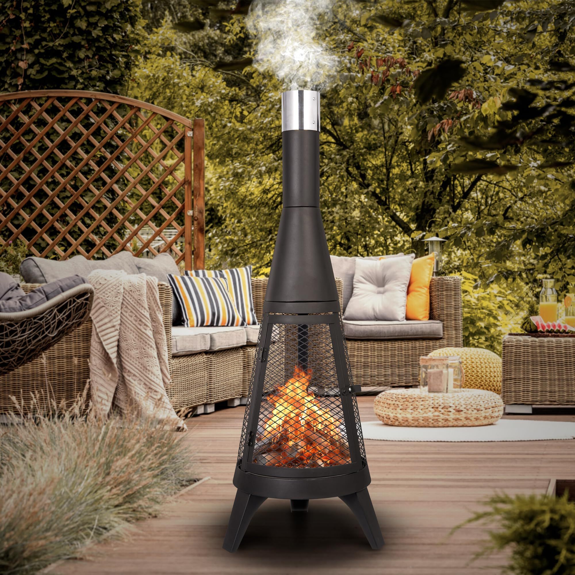 Rocket shape Wood Burning Outdoor Fire Pit Fire Place Outdoor  Chimney  Fire Pit