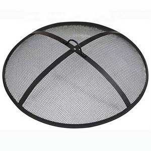 Outdoor Wood Burning Firepit Cover Steel Black Round Fire Pit Cover firepit spark guards