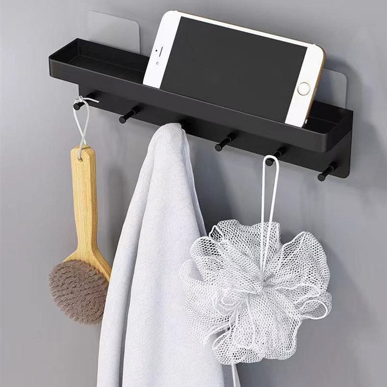 Multifunction Novelty Key Holder for Wall Decorative Mail Organizer and Key Rack with Tray 6 Hooks Black