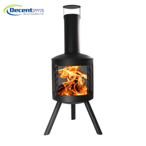 Manufacturer Hot Sale Wood Chimney Outside Metal Outdoor Steel Charcoal Chimney With Mesh Body And Log Store Chimney Fire pit