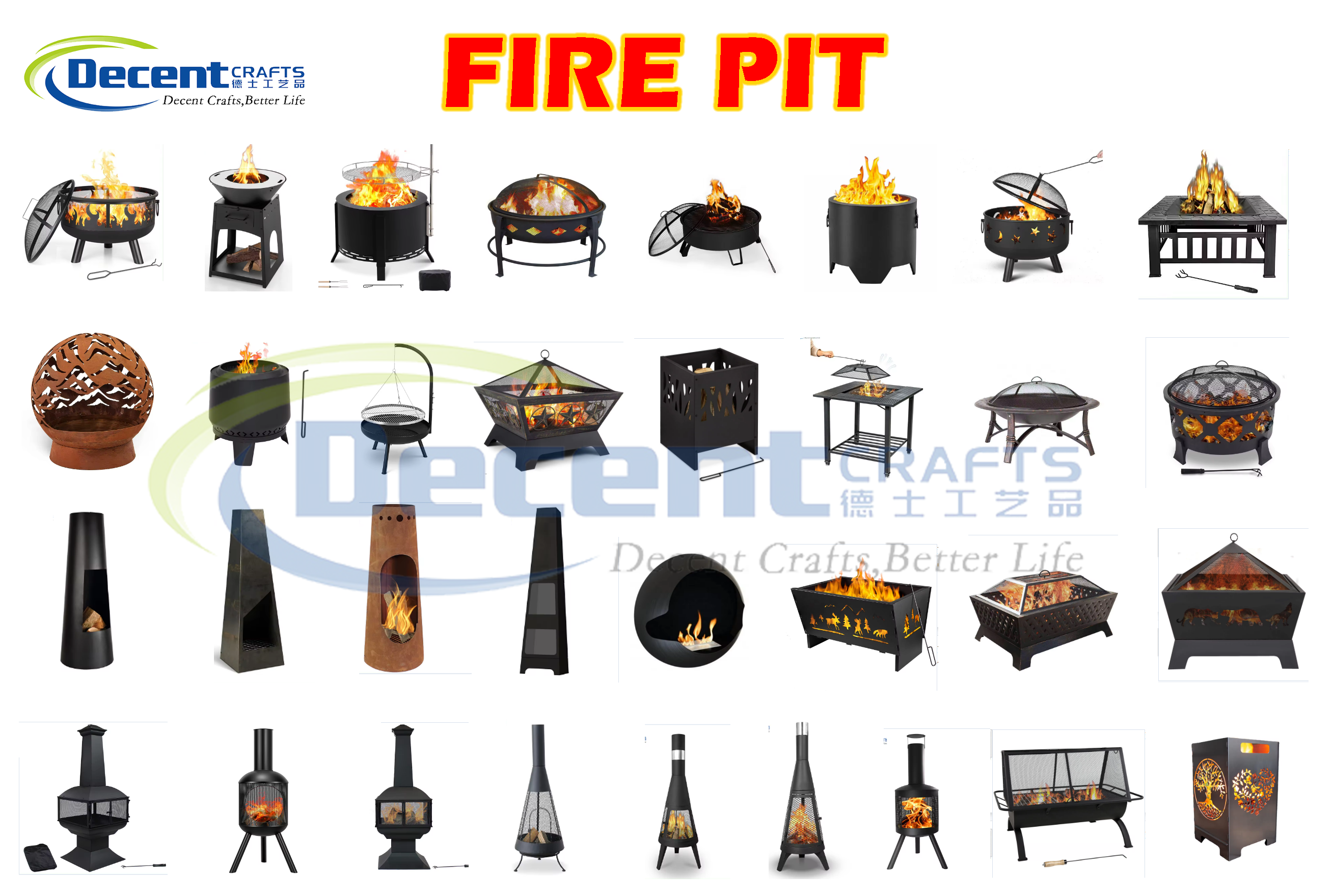 Modern Iron Chimney Wood Fire Pit For Garden