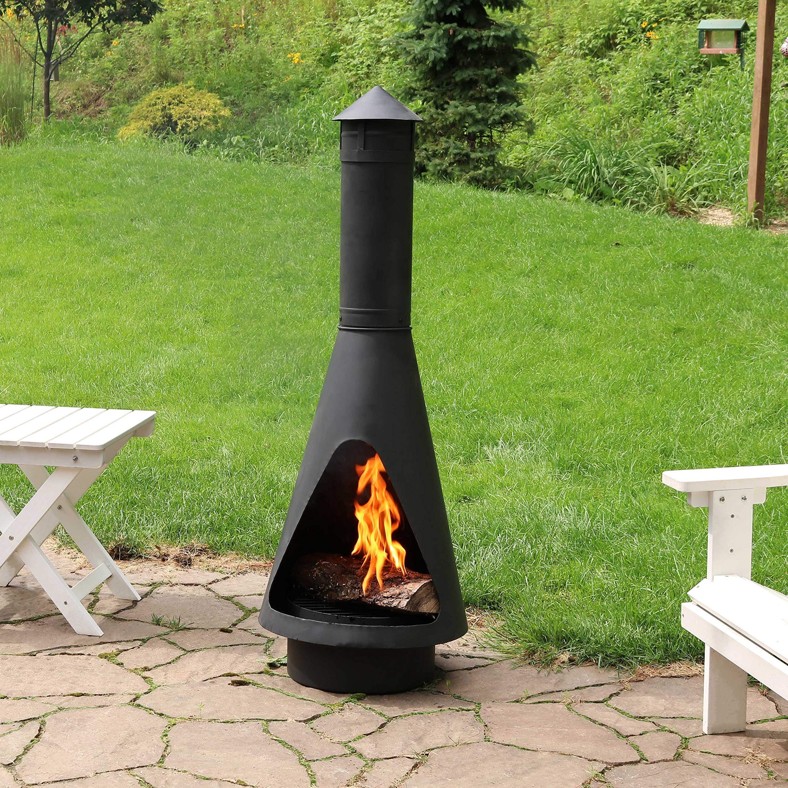 Modern Iron Chimney Wood Fire Pit For Garden