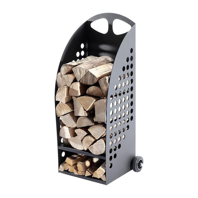 Adjustable Steel Firewood Storage Rack Heavy Duty Outdoor Fireplace Log Holder