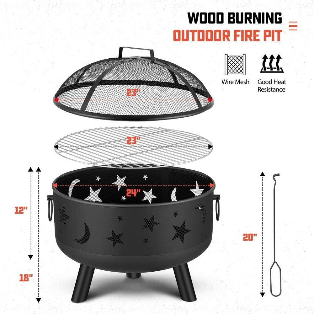 Wholesales Outdoor Garden Patio Metal Wood Burning Portable Brazier Hexagonal Fire Pits For Camping