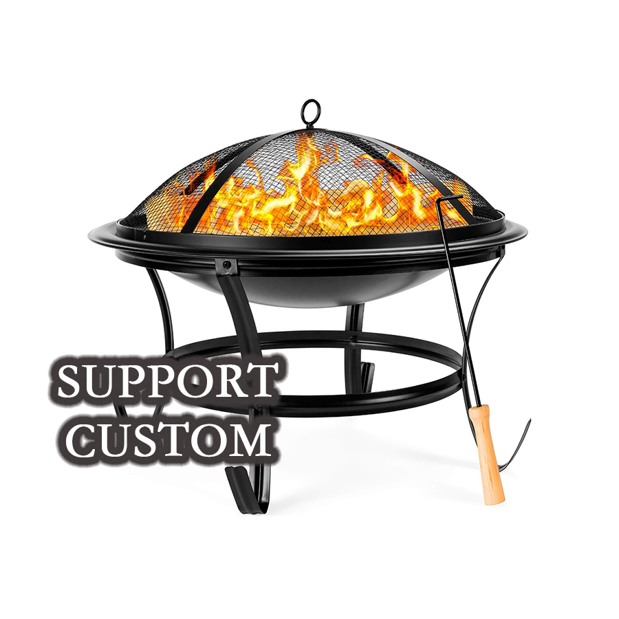 Fire Pit with Mesh Lid and Fire Picker Alloy Steel Fire Pits for Outside