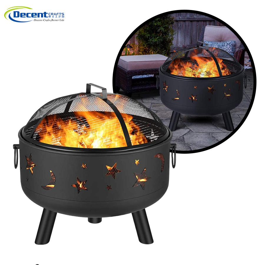 Wholesales Outdoor Garden Patio Metal Wood Burning Portable Brazier Hexagonal Fire Pits For Camping