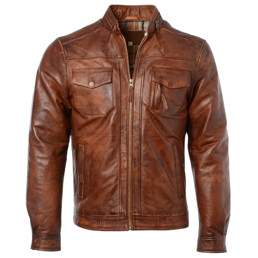 New Design Men's Leather Jacket For Men's 2022 Wholesale Fashion Men Genuine Leather Jacket with custom logo.