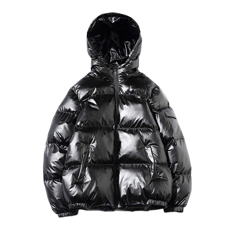 Wholesale Fashion Style Shiny Custom Polyester Fabric Men's Puffer Jacket Winter Quilted Jacket