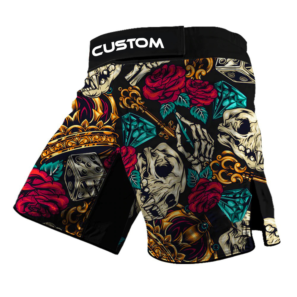 Custom Wholesale For Men With Slits Sublimation Printed No Gi Bjj Fight MMA Grappling Shorts