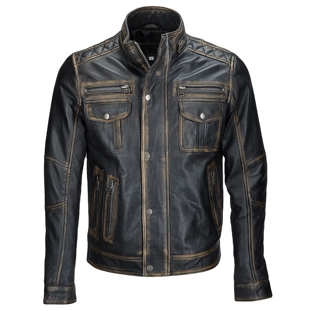 New Design Men's Leather Jacket For Men's 2022 Wholesale Fashion Men Genuine Leather Jacket with custom logo.