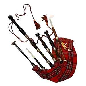 Great Highland Bagpipes Rosewood high natural brown Silver Mounts Rosewood Scottish Highland Bagpipes including Carry Bag