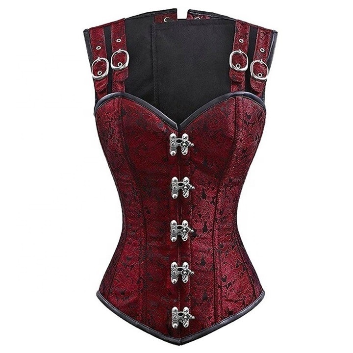 Wholesale Latest Fashion Corsets Overbust Women Sexy Outfit Black Leather Bustier Corset