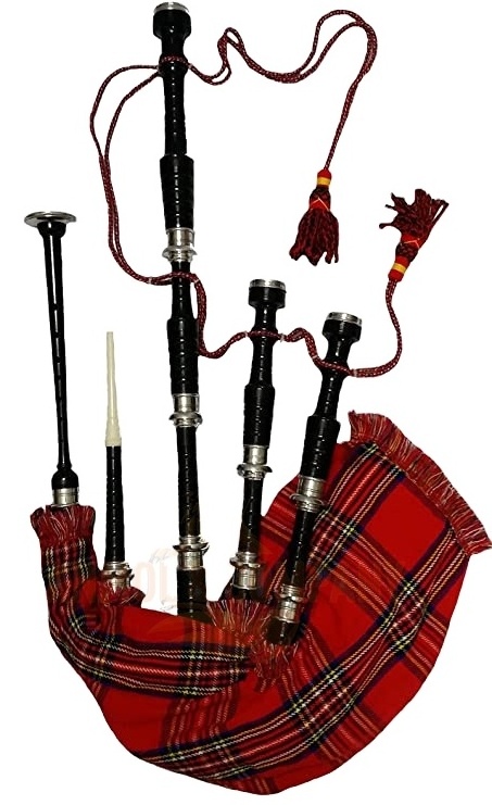 Great Highland Bagpipes Rosewood high natural brown Silver Mounts Rosewood Scottish Highland Bagpipes including Carry Bag