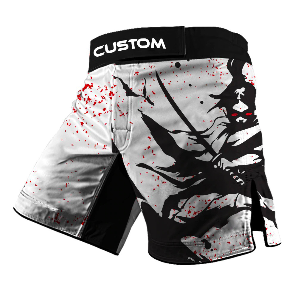 Custom Wholesale For Men With Slits Sublimation Printed No Gi Bjj Fight MMA Grappling Shorts