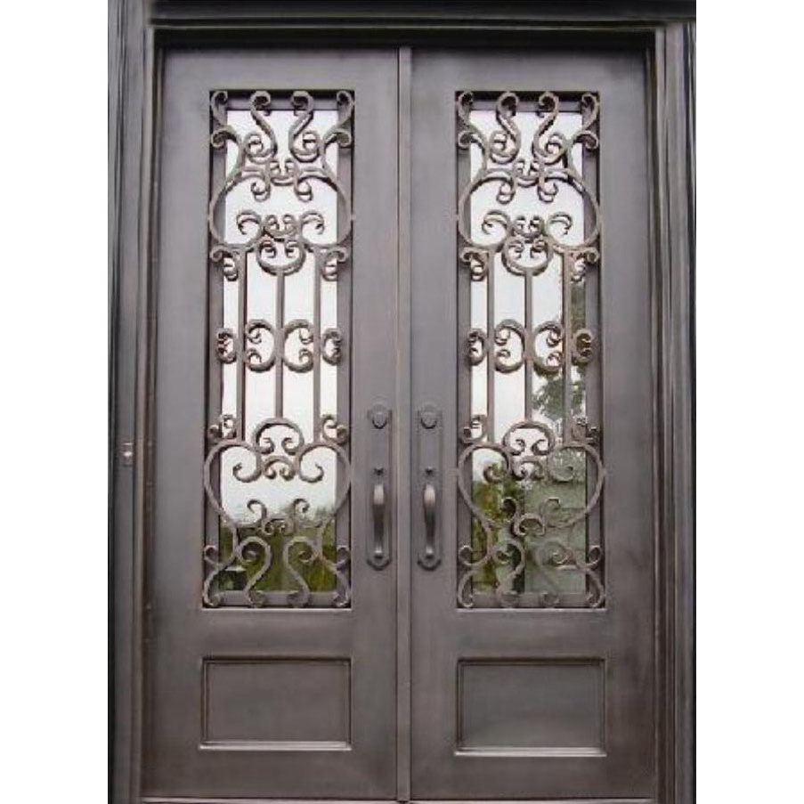 tempered glass entrance metal out front double door design