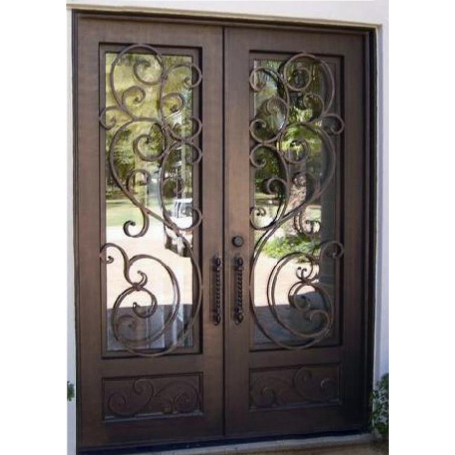 tempered glass entrance metal out front double door design