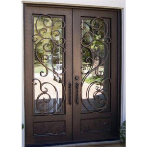 tempered glass entrance metal out front double door design