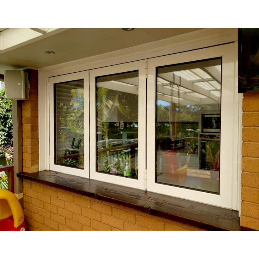 Double Glazed Glass Aluminium Windows 3 Panel Aluminium Accordion Balcony Bi Folding Windows Cost