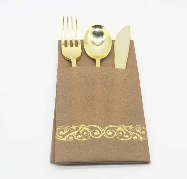 Custom Luxury 40*40 Linen Feel Guest Dinner Napkin Towels Party Wedding Soft Absorbent Hand Airlaid Folded Tissue Paper