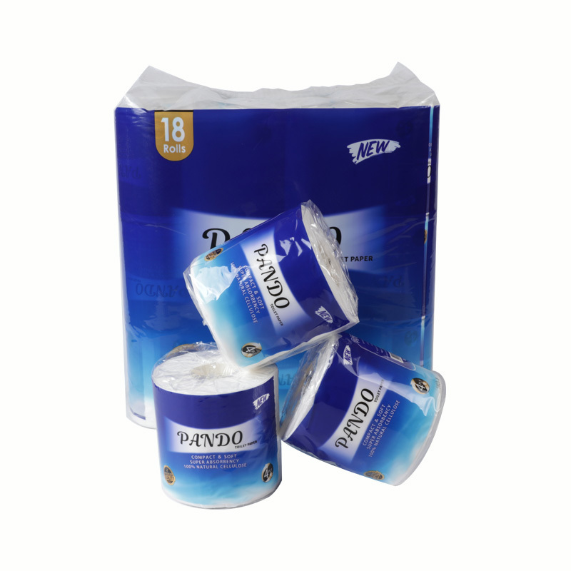 Wholesale 3-4 Ply Recycled/Virgin   Embossed Bathroom Tissue Roll Toilet Paper Roll Sanitary Paper 18 rolls