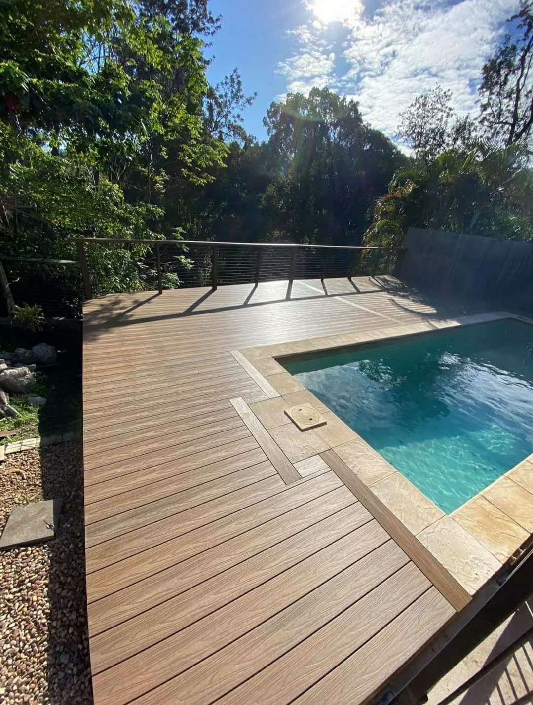 outdoor wood plastic composite swimming pool pvc floor outdoor sliding rainbow wpc flooring floor wood