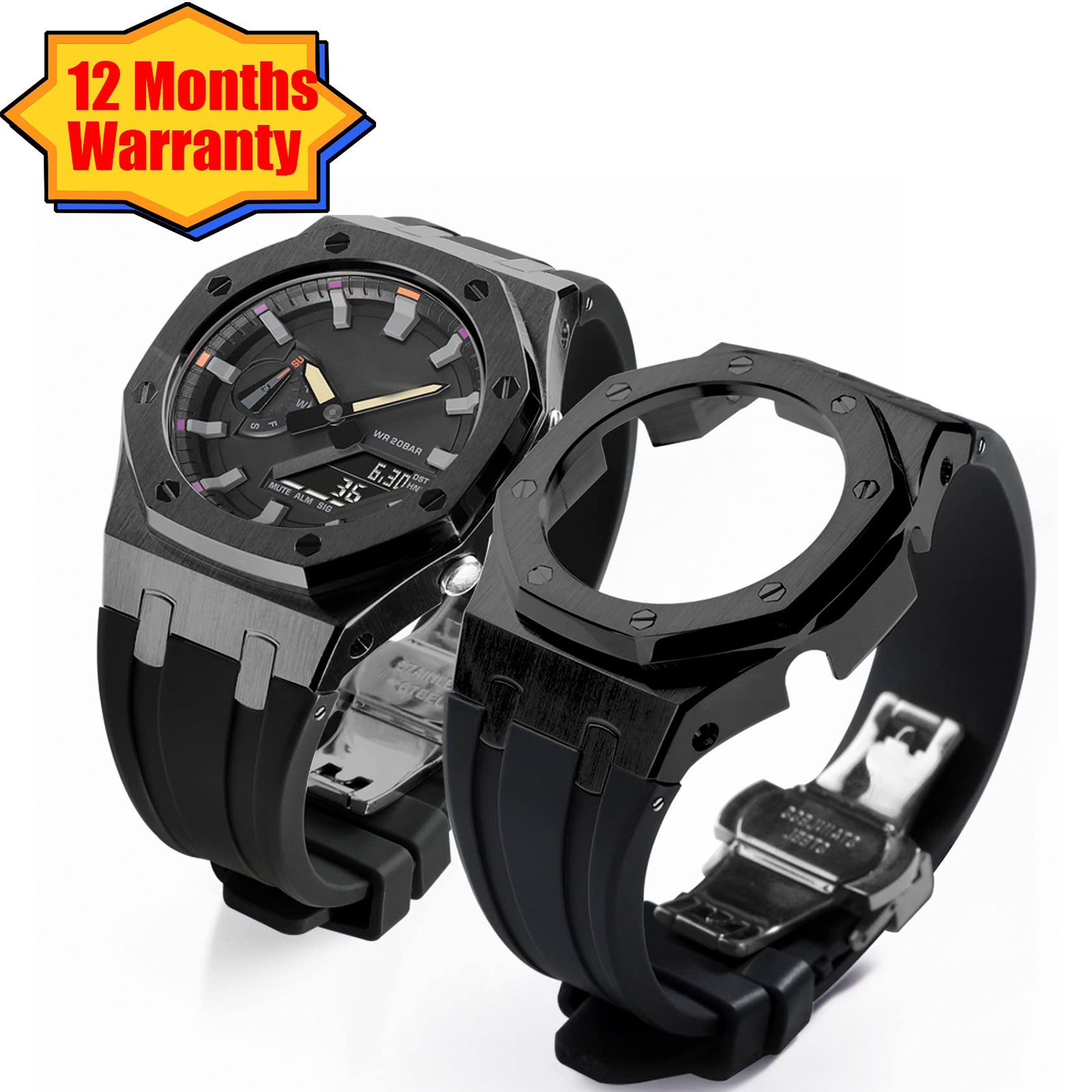 Wholesale GA2100 mod kit Fluorine Rubber Strap Stainless Steel Watch Bezel  dial case Retrofit Kit GA 2110 For G shock Casio