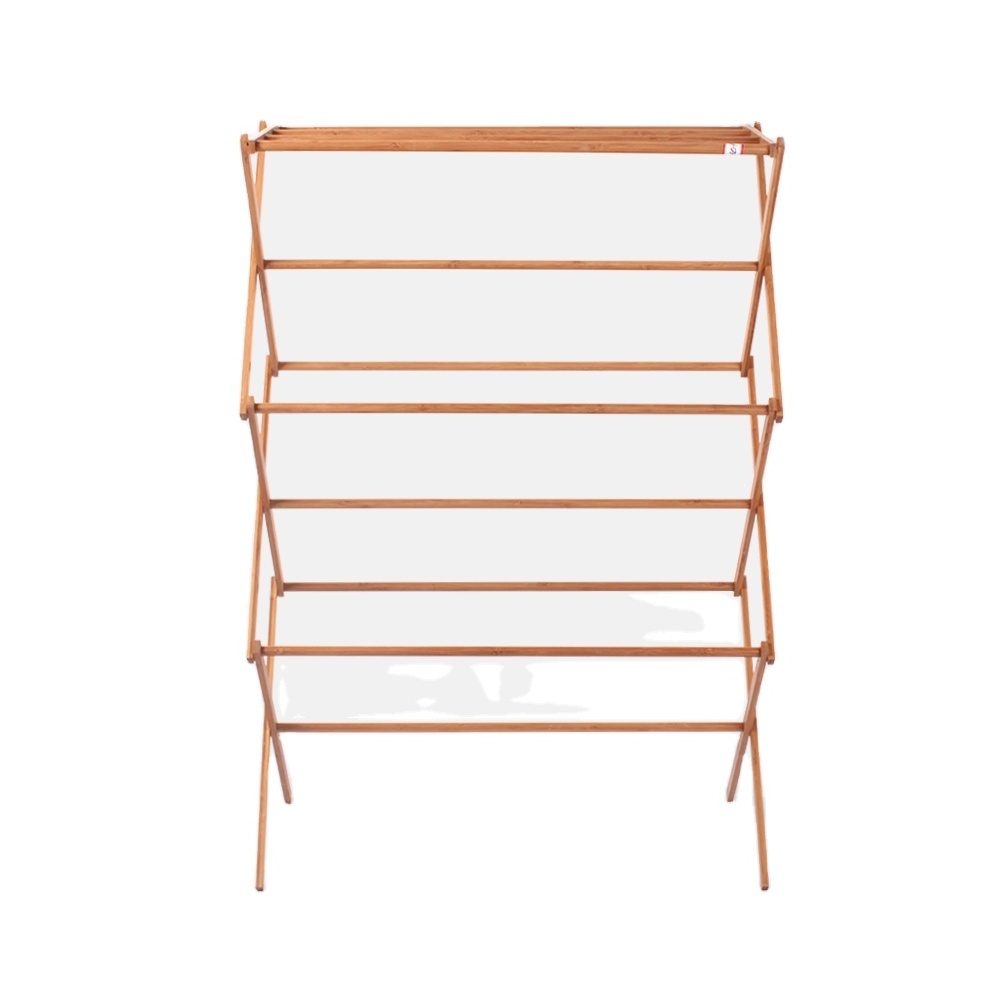 Foldable Clothes Hanging Folding Clothes Drying Hanger Rack Bamboo Wooden Clothes Rack For Sale