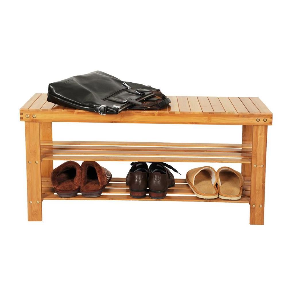 Entryway Storage Shelf Bamboo Shoe Bench 2-tier Bamboo Natural MDF Shoes Rack for Sale Living Room Furniture