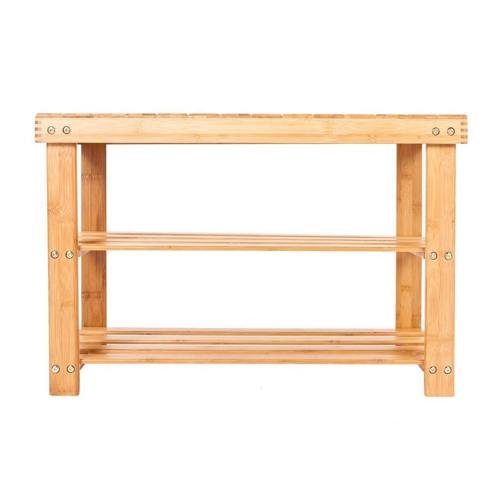 Entryway Storage Shelf Bamboo Shoe Bench 2-tier Bamboo Natural MDF Shoes Rack for Sale Living Room Furniture