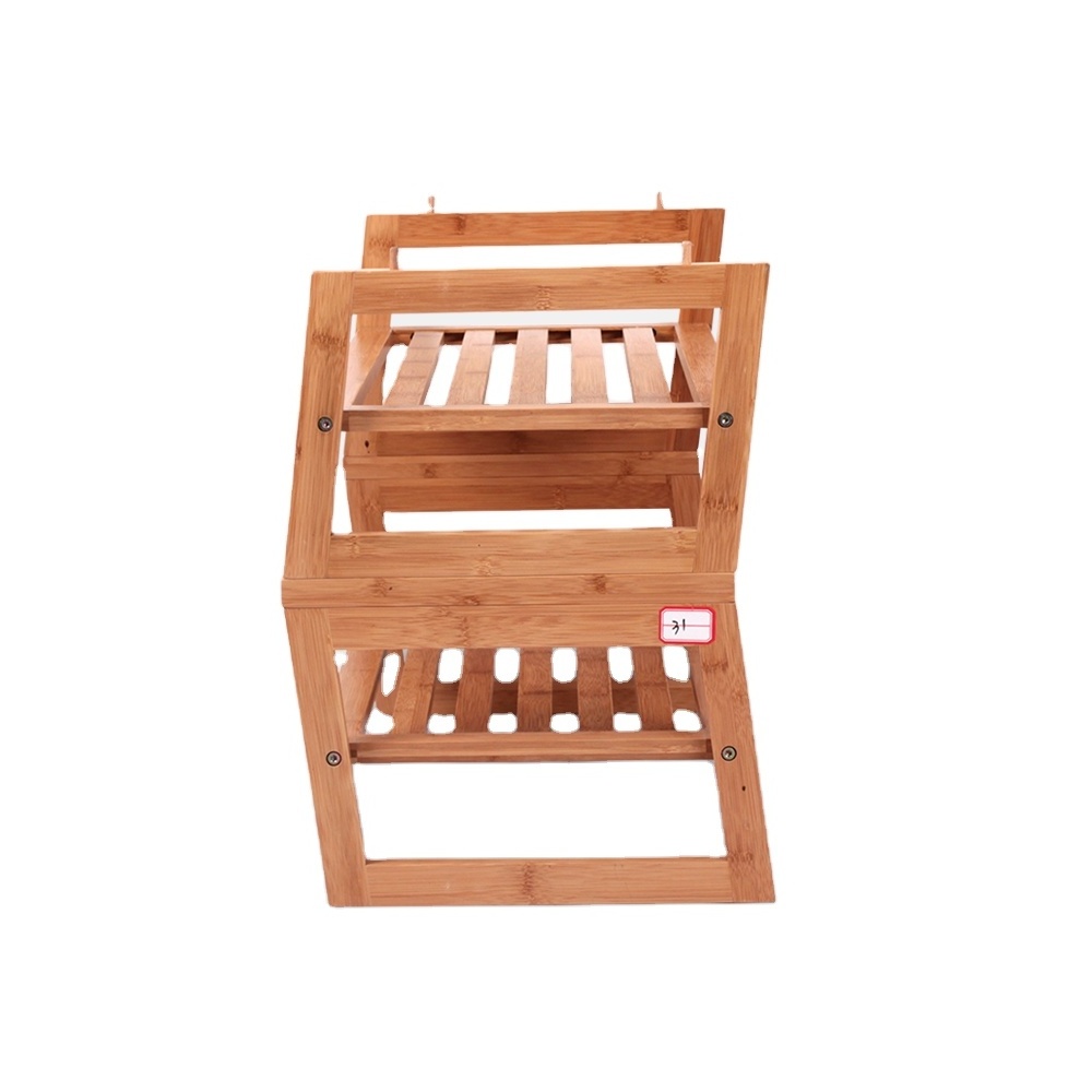 Hot Selling Multi-layer Stackable Shoe Display Rack 10 Pairs Customized Bamboo Shoes Rack Shelf Home