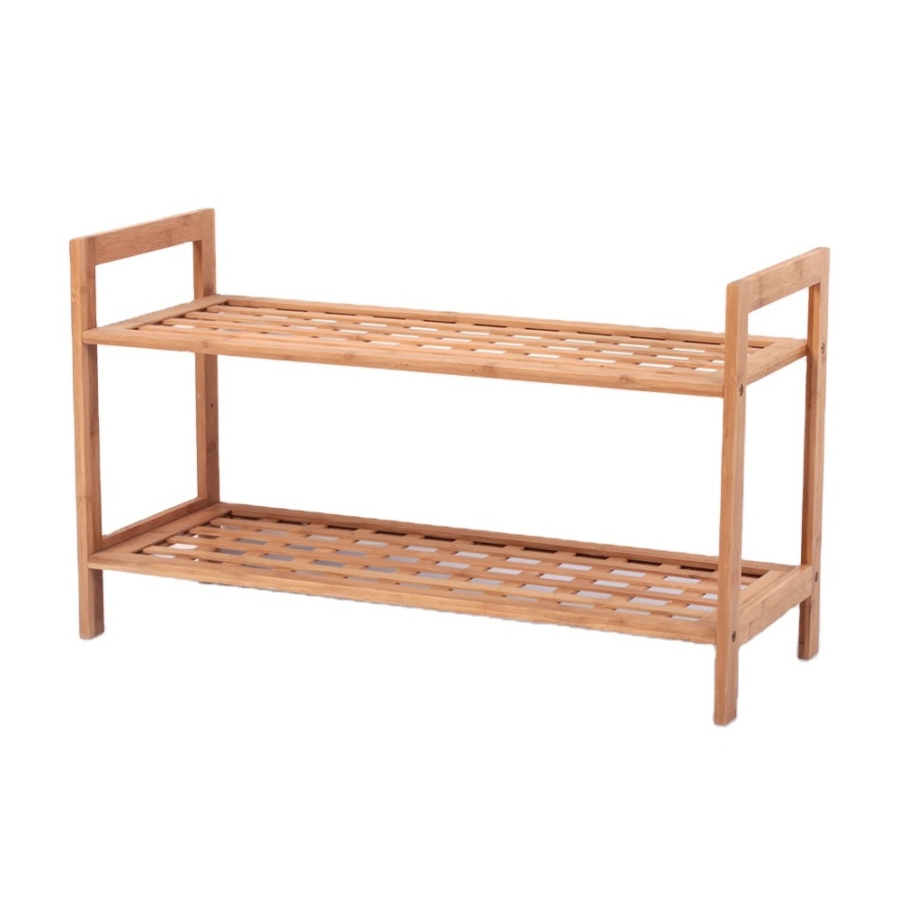 Hot Selling Multi-layer Stackable Shoe Display Rack 10 Pairs Customized Bamboo Shoes Rack Shelf Home