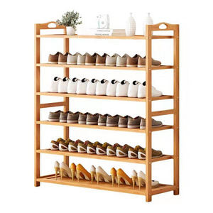 High Quality Factory Customized 6 Tier 100% Solid Wooden Shoe Rack Bamboo Shoe Rack With Handle for Outdoor