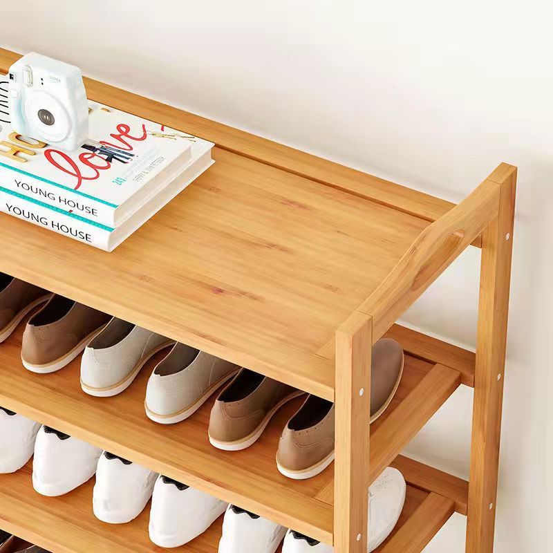 High Quality Factory Customized 6 Tier 100% Solid Wooden Shoe Rack Bamboo Shoe Rack With Handle for Outdoor