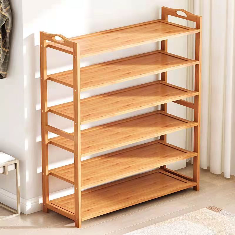 High Quality Factory Customized 6 Tier 100% Solid Wooden Shoe Rack Bamboo Shoe Rack With Handle for Outdoor