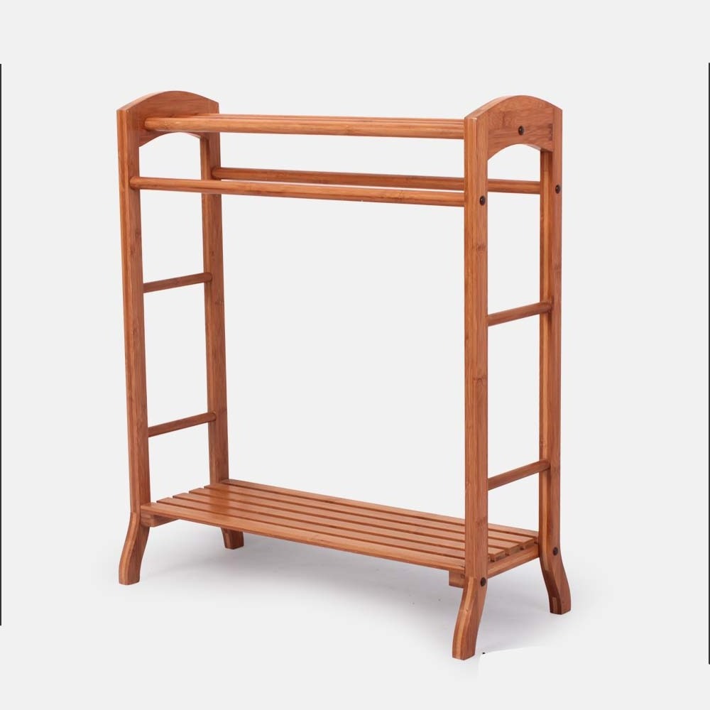 Chinese Classical Furniture Double Row Clothes Hangers Rack Bamboo Laundry Drying Racks