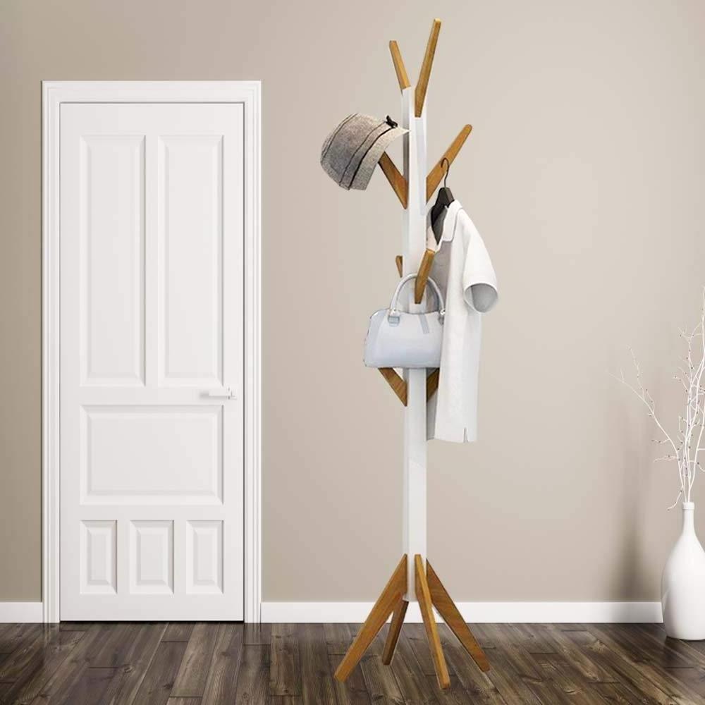 Multifunctional Style Home Wooden Coat Stand With Eight Hook  Coat Stand Bamboo Wooden Coat Racks