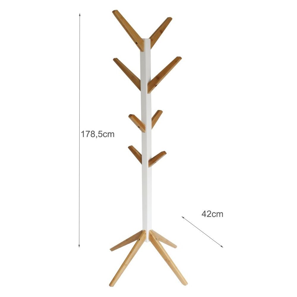 Multifunctional Style Home Wooden Coat Stand With Eight Hook  Coat Stand Bamboo Wooden Coat Racks