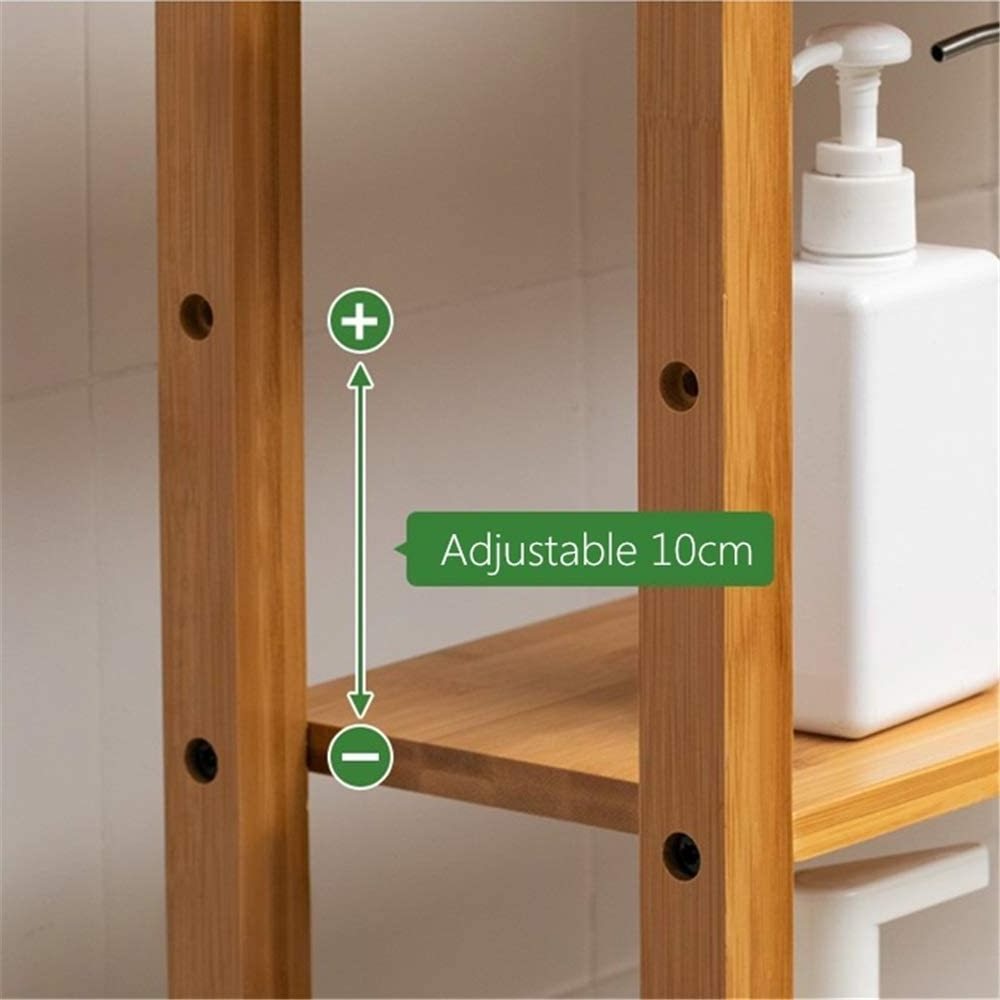 New Household Narrow Storage Unit Storage 3 Shelves Bathroom Shelf Freestanding Bamboo Toilet Shelf