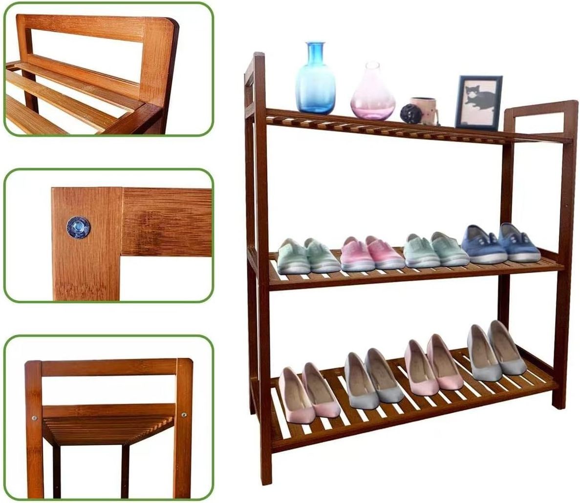 The New Listing Comfortable Stable Easy To Install  3 Tier Narrow Bamboo Outdoor Shoe Rack