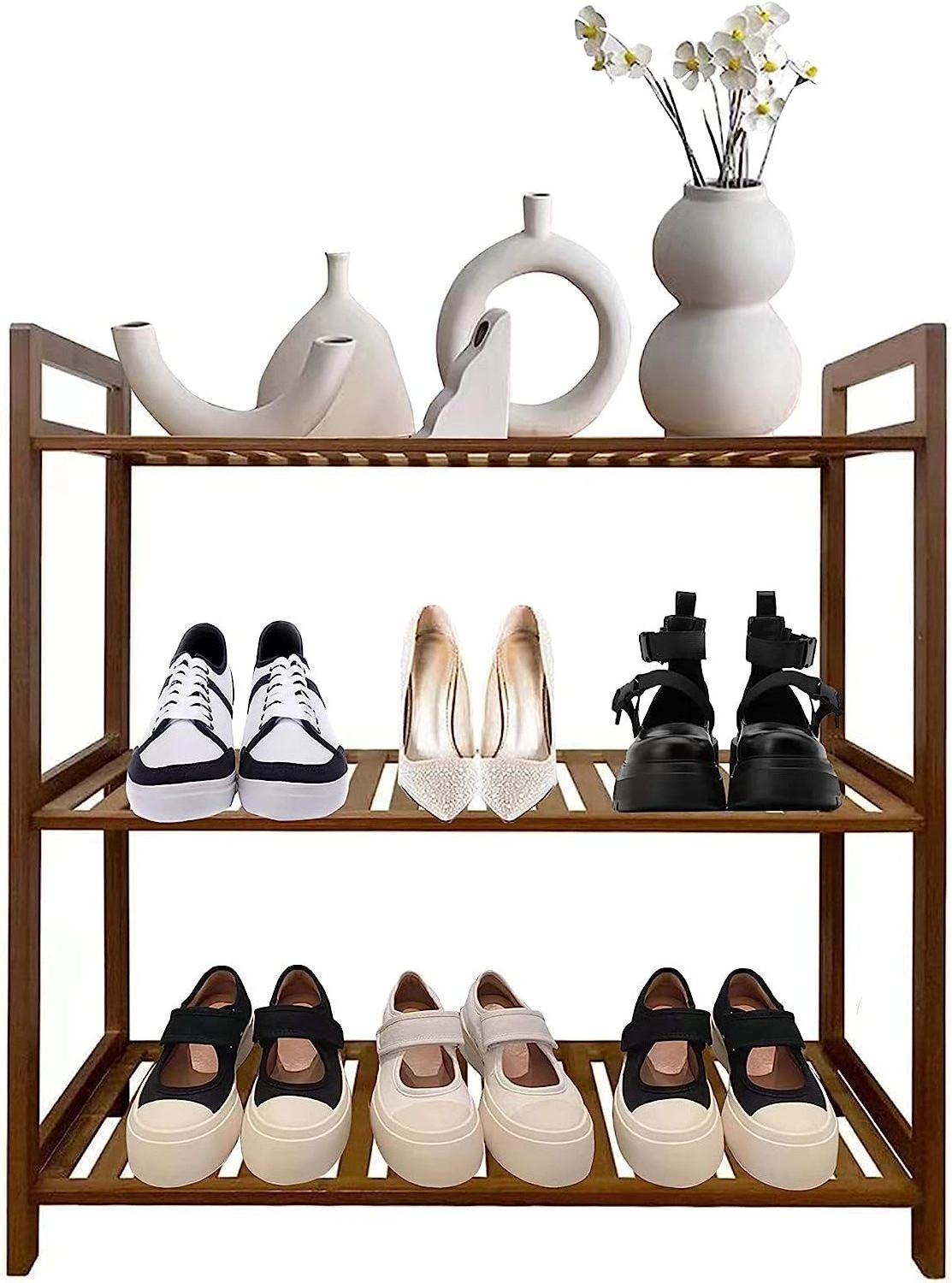 The New Listing Comfortable Stable Easy To Install  3 Tier Narrow Bamboo Outdoor Shoe Rack