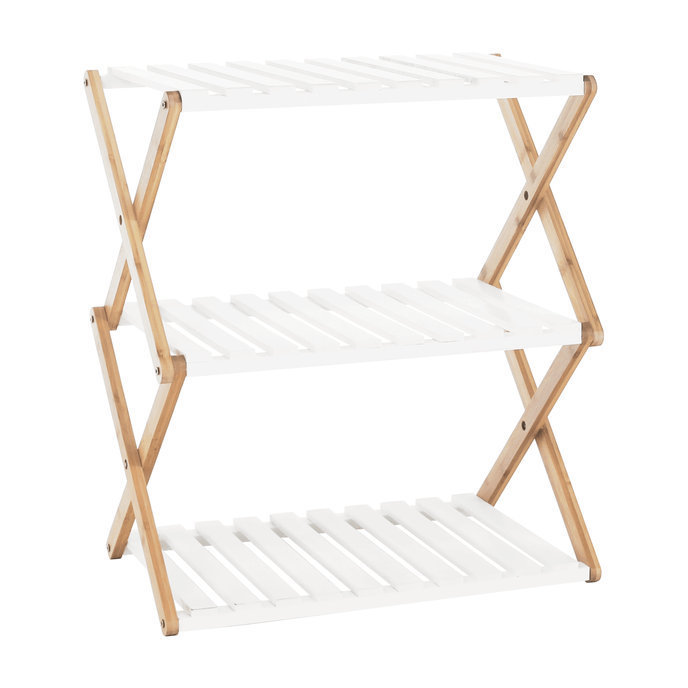 Factory Made 5 Tier Multifunctional  Free Standing Shoe Shelf Brown White Foldable Wood Shelves