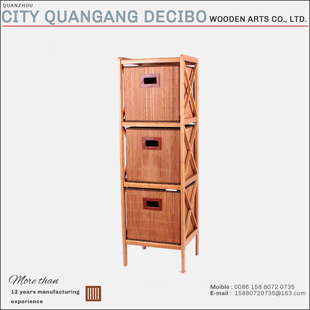 wholesale portable clothes bedroom home bamboo wooden storage cabinet 3 drawers design