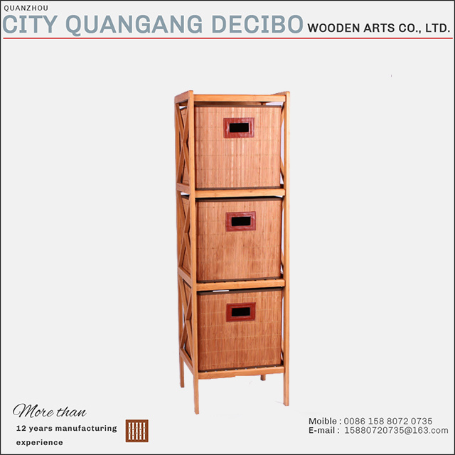 wholesale portable clothes bedroom home bamboo wooden storage cabinet 3 drawers design