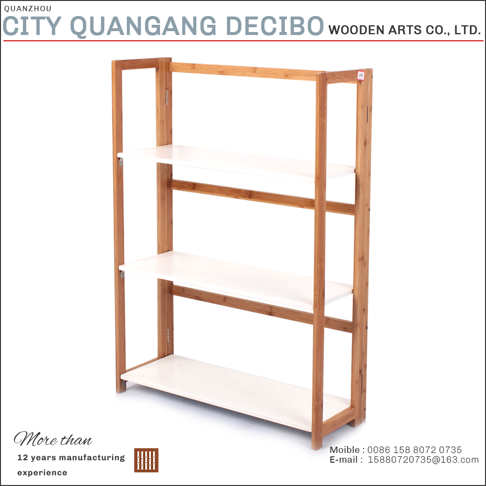 new design  china export 3 tier foldable food wooden storage shelf