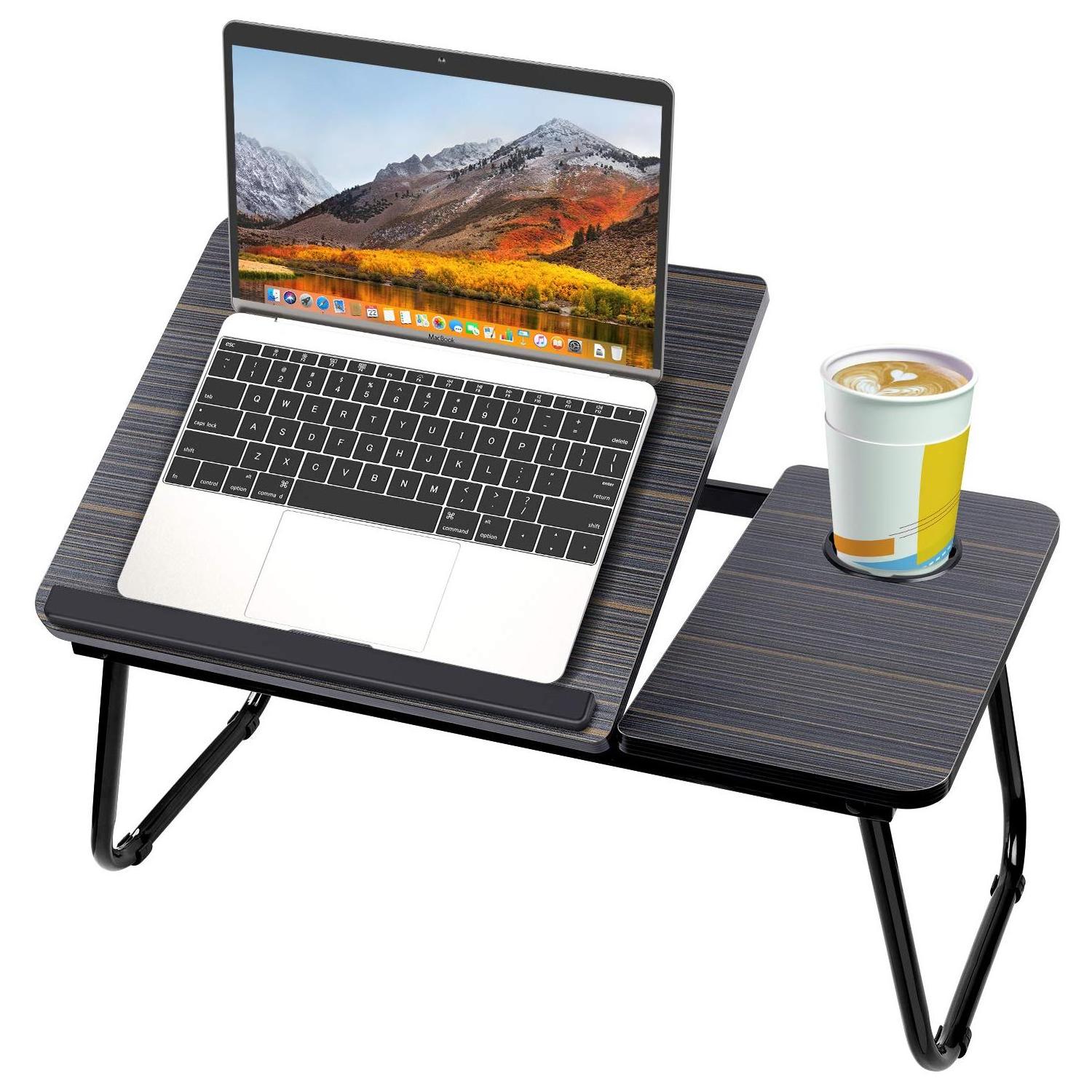 Folding Wooden Bamboo Laptop Bed Tray Computer Desk Laptop Table For Bed Breakfast Table