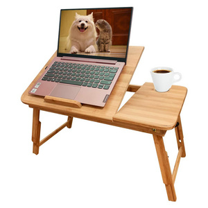 Folding Wooden Bamboo Laptop Bed Tray Computer Desk Laptop Table For Bed Breakfast Table