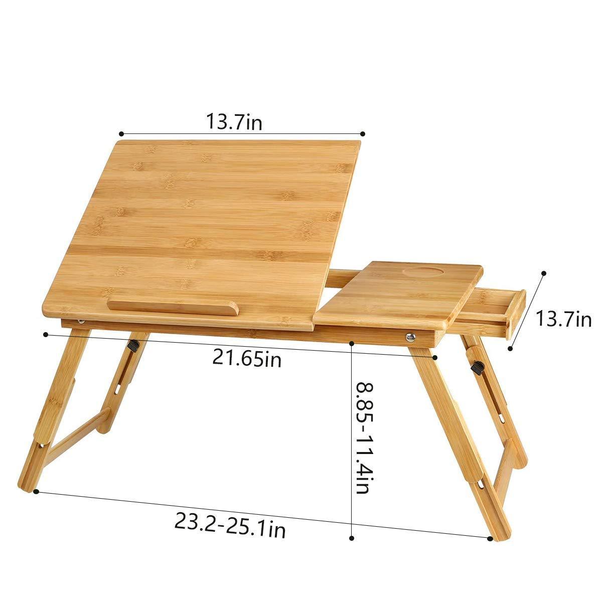 Folding Wooden Bamboo Laptop Bed Tray Computer Desk Laptop Table For Bed Breakfast Table